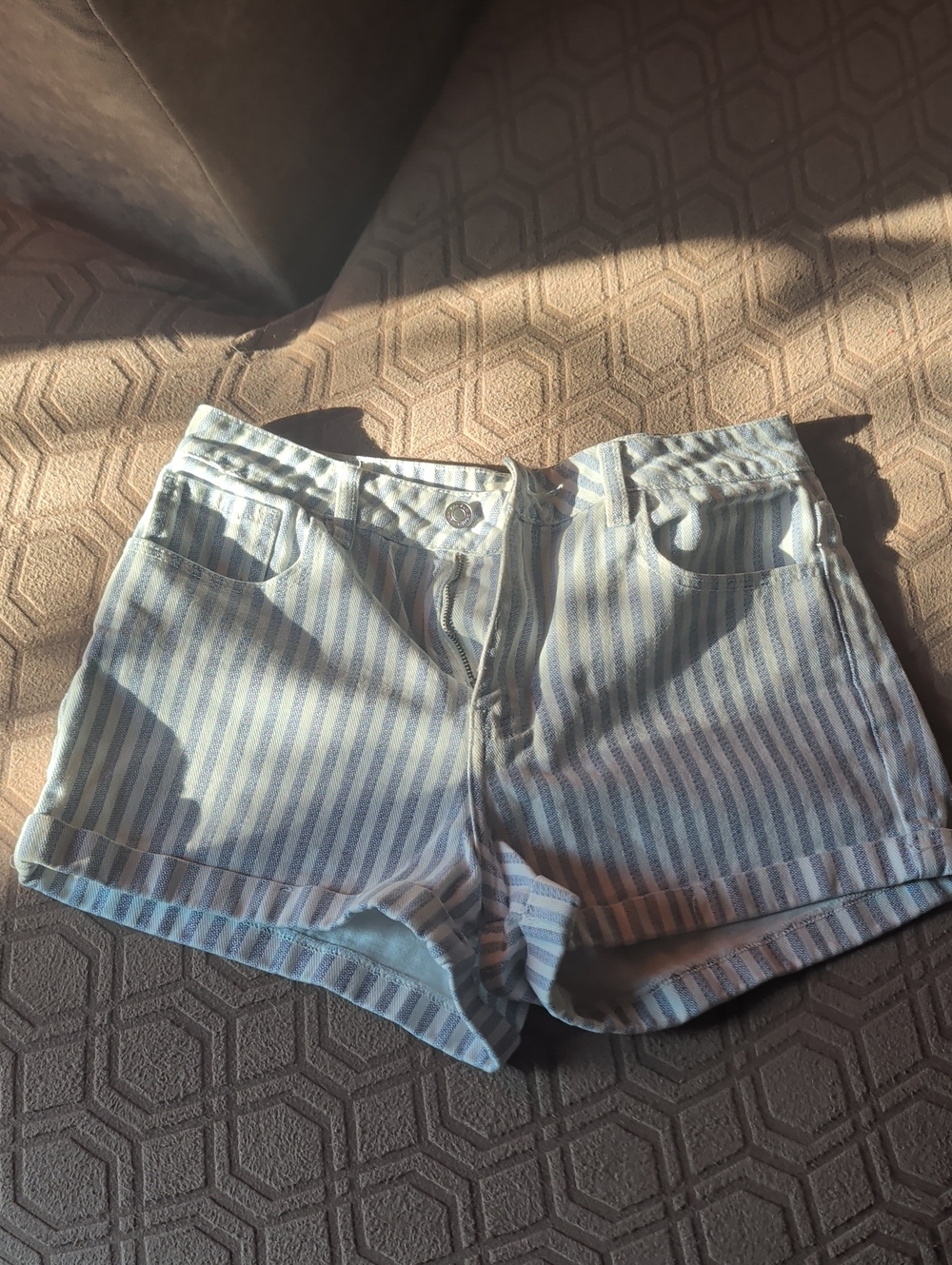PacSun Blue and White Striped Denim Shorts
